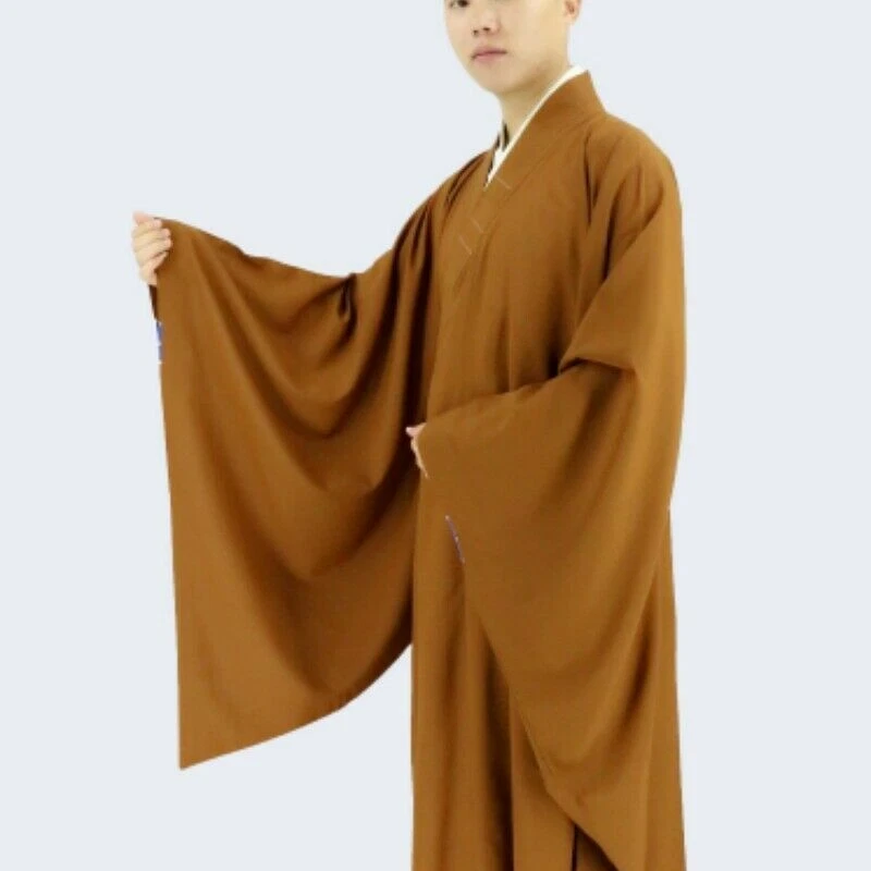 Vestido masculino Shaolin budista monge meditação haiqing roupão terno kung fu vestido unissex - Imagem 4 de 4