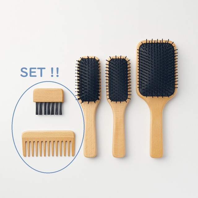New MUJI Beard and Hair Comb & Hair Brush Cleaner SET!! Natural Wood Japan DHL eBay