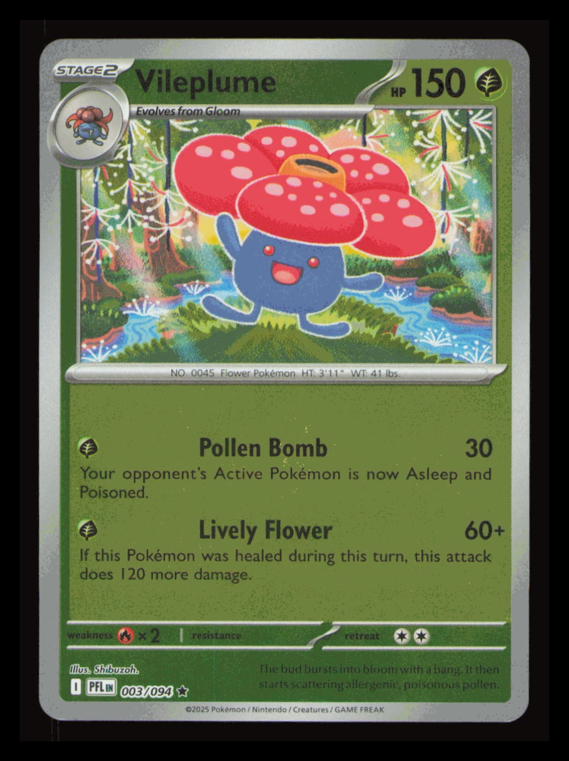 Vileplume 003/094 Reverse Holo Rare Phantasmal Flames Pokemon TCG