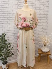 Made in Italy Floral Cotton Co-Ord Set One Size Beige Pink Lounge Set