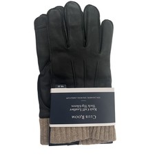 Club Room Men's Genuine Leather Cashmere Wool Lining Touchscreen Gloves NWT XL