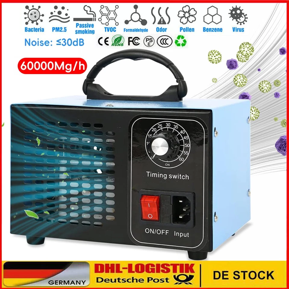 MARKENLOS 60000mg/h Generador de ozono Ozonizador O3 Ozono Purificador de aire Dispositivo de ozono Rehabilitación de construcción