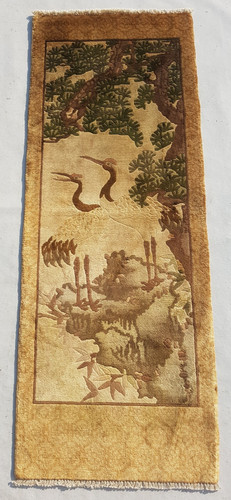 Vintage Tibetan Peking Handmade Landscape Multicolor Wool Rug Carpet 120x46 cm