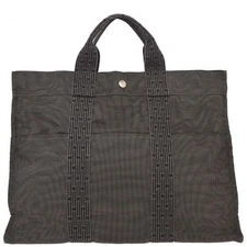Hermes Gray Canvas Herline Tote MM Handbag 186980