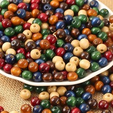 DAHI 1000PCS Colorful Wooden Beads 8mm Assorted Macrame Wooden Loose Spacer Bead