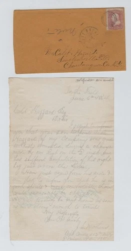 CIVIL WAR LETTER - 112th NY Vols - Officer Tells Parents Son Wounded COLD HARBOR