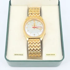 Bulova Accutron Tuning Fork Date Rice Band Men's Watch 14K GF B40936 WORKS