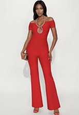 Fashion Nova Sienna Bandage Red Jumpsuit-Size Medium NWT❤️