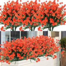 8 Bundles Outdoor Artificial Fake Flowers UV Resistant Shrubs Plants, Faux Pl...