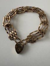 ASJ 9ct Gold Gate Bracelet with Heart Padlock