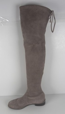 Stuart Weitzman Lowland Flat Stretch Londra Gray Suede Over Knee Boots SZ US 5.5