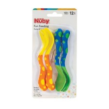 Nuby Spoons and Forks, Colors May Vary, 4 Count One Size, Vary