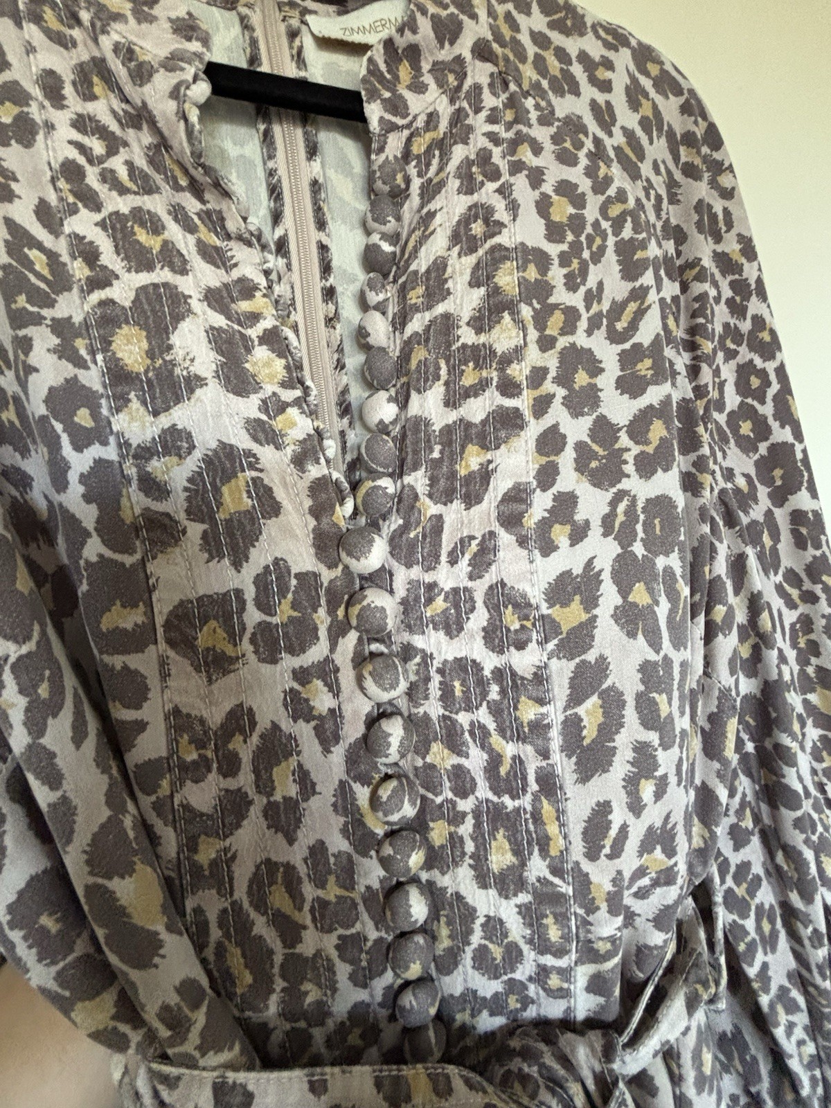 Zimmermann Sabotage Silk Midi Dress leopard 100% Silk Size 3/ AU 12 / US 8 