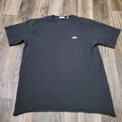 Kith Raw/Rolled Hem Small Box Logo T-Shirt Black Size Large 