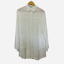 Prana Fernie Semi Sheer Mini Shirt Dress Size S White Beach Resort Swim Coverup
