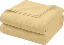 Queen Size 90x90 Inch 100 Cotton Thermal Blanket Lightweight Soft Throw Bed