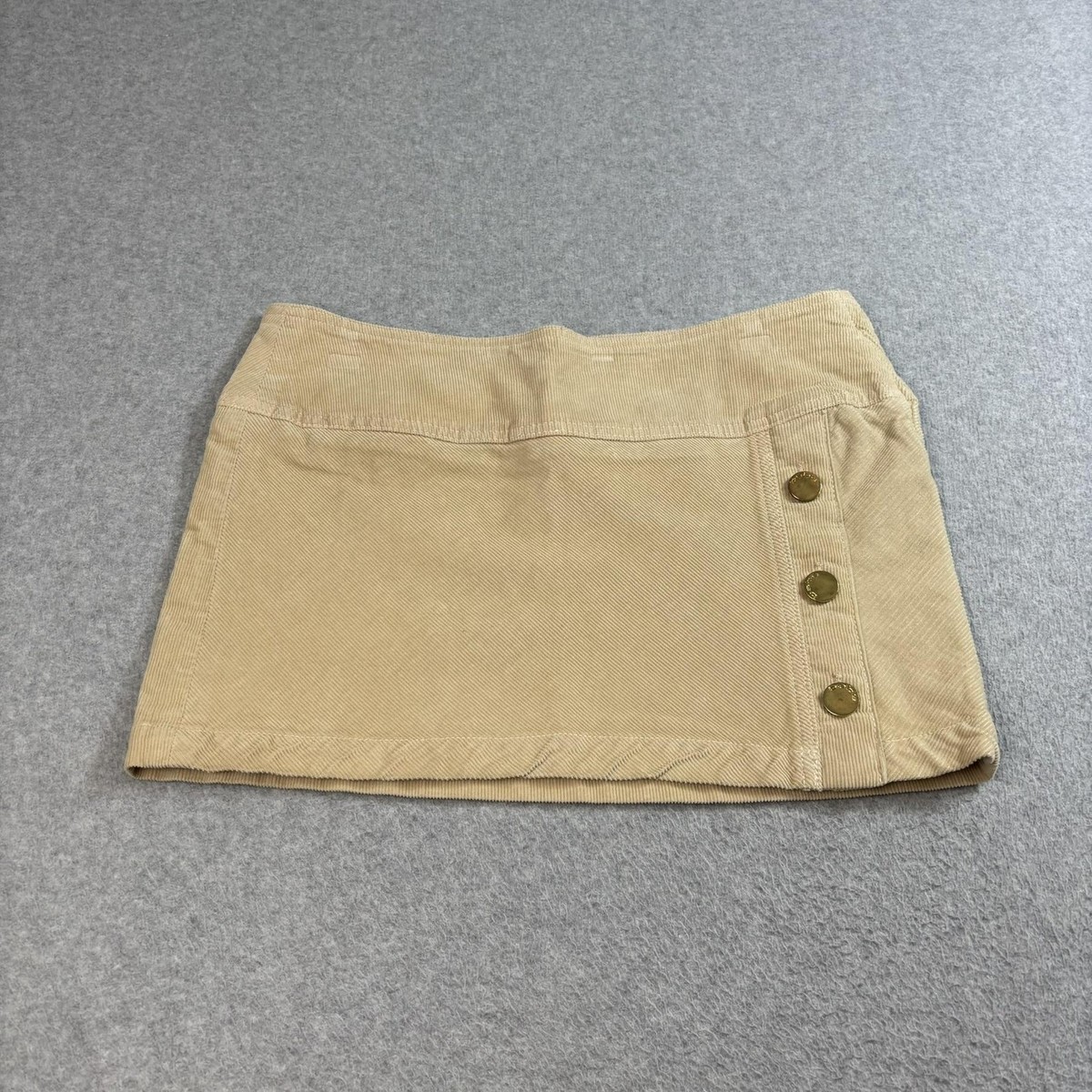 Bebe Micromini Skirt Womens 29 Beige Corduroy Button Made USA - Main Image