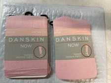Danskin Now PINK Footless Shimmer Tight Footed Opaque Tight Sz 7-10 Girl