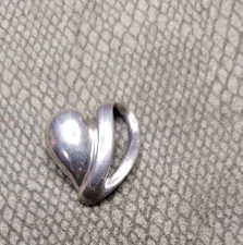 925 Sterling Silver Heart Slide Pendant 4.86 Grams 1 Inch Thailand Vintage 