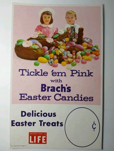 1960s Vintage Easter Sign Vintage Brach's Easter Candy Advertising Sign Boy Girl