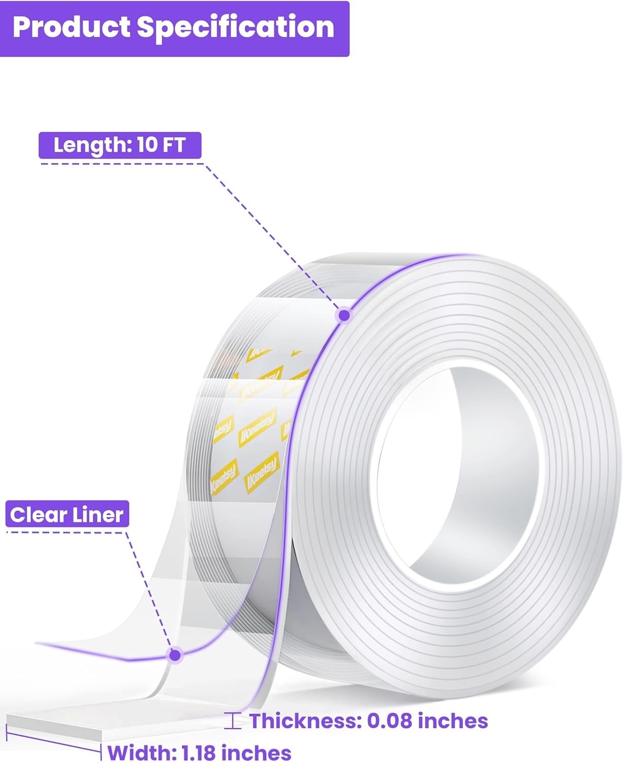 Upgraded Double Sided Tape Heavy Duty,Extra Large Nano Double Sided Adhesive ...