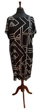 Lauren Ralph Lauren Dress Womens Size 3X Black White Geometric Lined Stretch