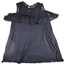Lane Bryant Black Ruffle Lace Yoke Cold Shoulder Shift Dress Size 26/28
