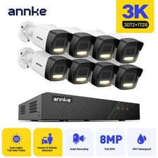 ANNKE 5MP Audio PoE 3K AI Color Night Security Camera System 8MP 8CH NVR Outdoor