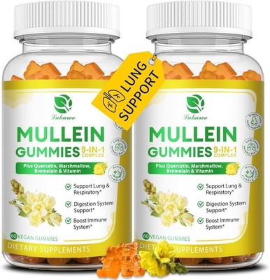 Mullein Gummies,Daily Respiratory Health 1000mg Mullein Leaf herb Extract