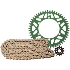 Tusk Gold Chain Sprocket Kit Set Green For KAWASAKI KX125 2004-2005