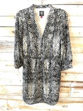 Vince Camuto Dress Women’s 8 Snake Print 3/4 Sleeve V-Neck Knee Length