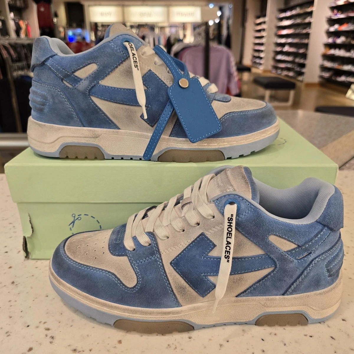 Off-White Out of Office White Light Blue Suede for sale | eBay