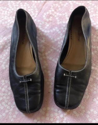 Madeline Womens 9M Black Leather Split Toe Embroidered Slip On Ballet Flats