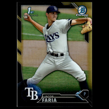 Jacob Faria #BCP186 2016 Bowman Chrome Refractor Black Gold Tampa Bay Rays Card