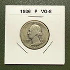 1936-P Washington Quarter - CoinSnap AI Grade VG-8 - 90% Silver