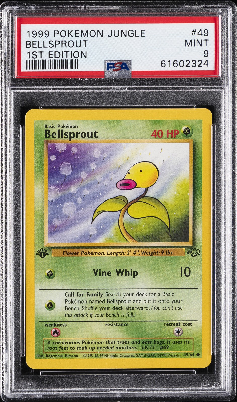 1999 POKEMON JUNGLE 1ST ED #49 BELLSPROUT PSA 9