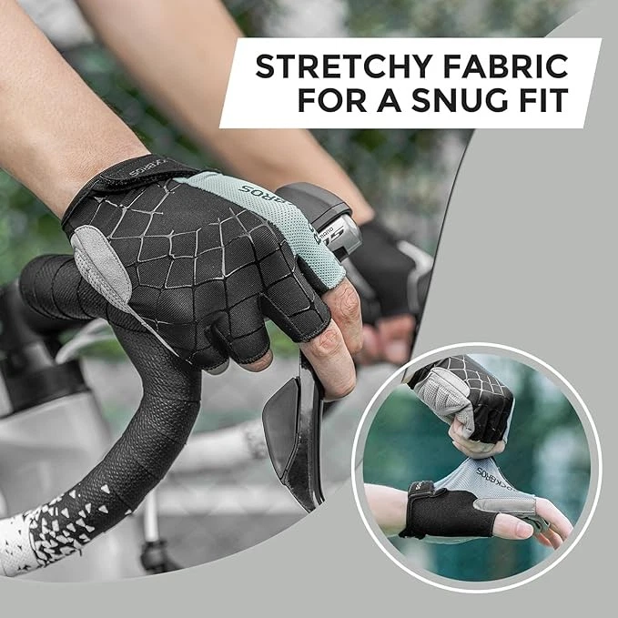 Guantes de ciclismo ROCKBROS para hombre con almohadilla SBR, antideslizantes, transpirables para equitación deportiva Foto 3 de 4