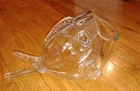 Vintage Blenko Style 14"L x 8”H Fish MCM Vase Bowl Blown Clear Decorative Glass