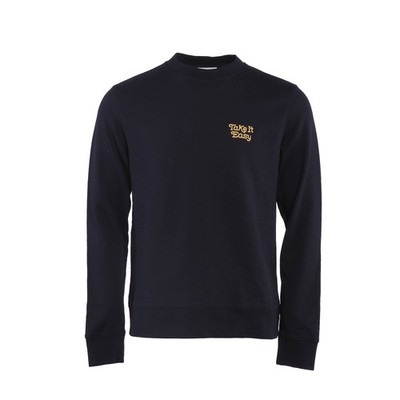 Sandro Paris Men's Black Embroidered 100% Cotton Sweater Size S SHPSW00291