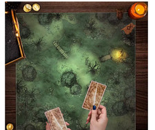 D&D Swamp Battle Map Cloth RPG Dungeon Floor Plan Table Mat 50x50CM