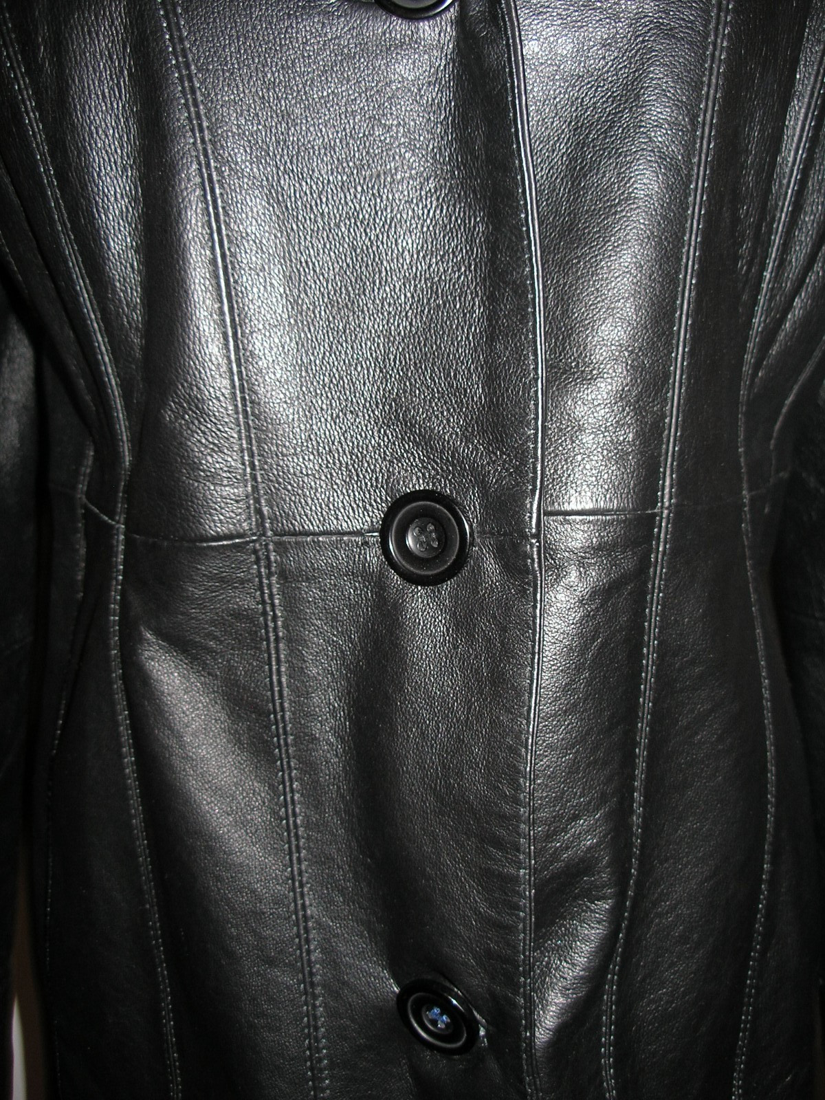 WOMENS BLACK LEATHER JACKET, SOLID BLACK, LARGE - image 6