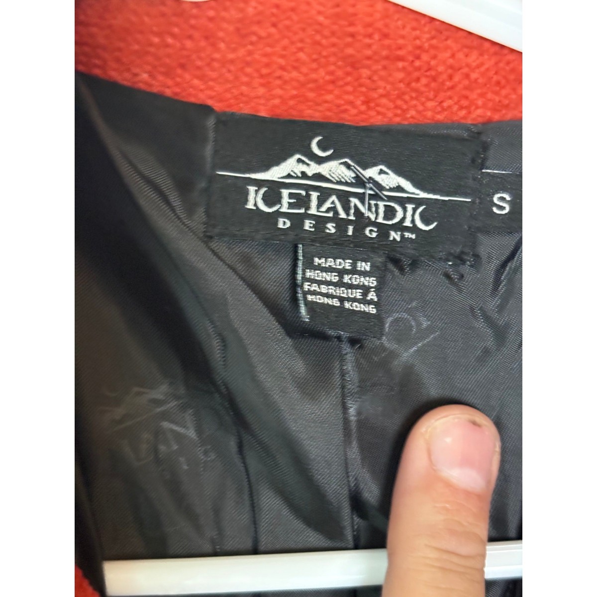 Icelandic Design Orange Wool Embroidered Zip Jacket Size S View 3