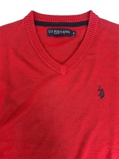 US POLO Assn Mens Red V- Neck Knit Sweater Size S Long Sleeve Pullover New