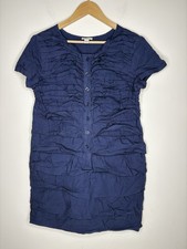 J Crew Womens Size 10 Carly Shift Dress Tiered Ruffle Button Short Sleeve Blue