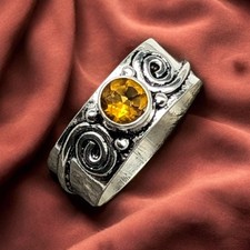 Natural Citrine Gemstone Handmade Jewelry 925 Sterling Silver Ring All Size DO
