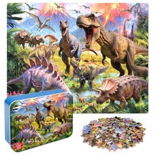 Puzzles for Kids Ages 4-6,Dinosaur 100 Piece Puzzles for Kids Ages 6-8 in a Meta