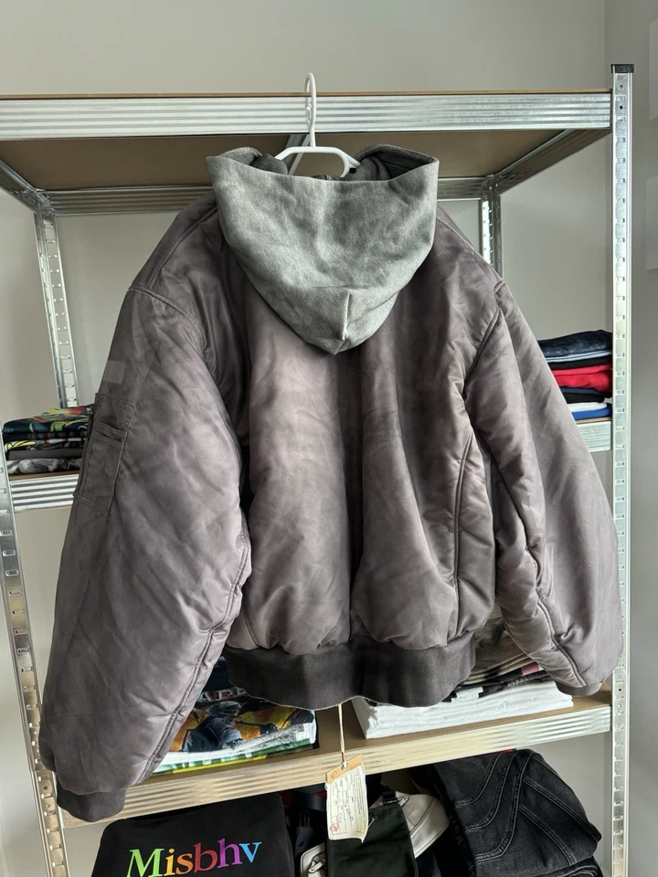 CHAQUETA BOMBER REVERSIBLE NO FAITH STUDIOS NFS DESCOLORIDA BORGOÑA/GRIS Y2K HOMBRE TALLA L Foto 2 de 4