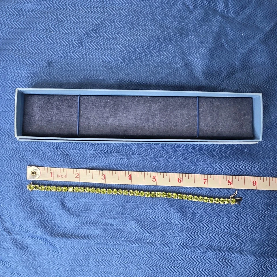 Brazalete tenis vintage de plata de ley facetado peridoto verde 8" Foto 3 de 4