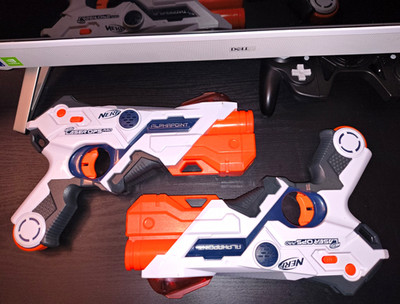 NERF Laser Ops Pro Alphapoint Blasters Set of 2 White/Orange 2018 E2281