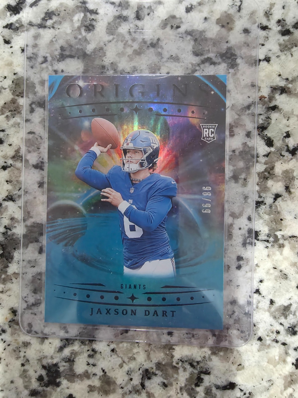 2025 Panini Origins - Rookies Jaxson Dart, Jaxson Dart #145 Blue /99 (RC)